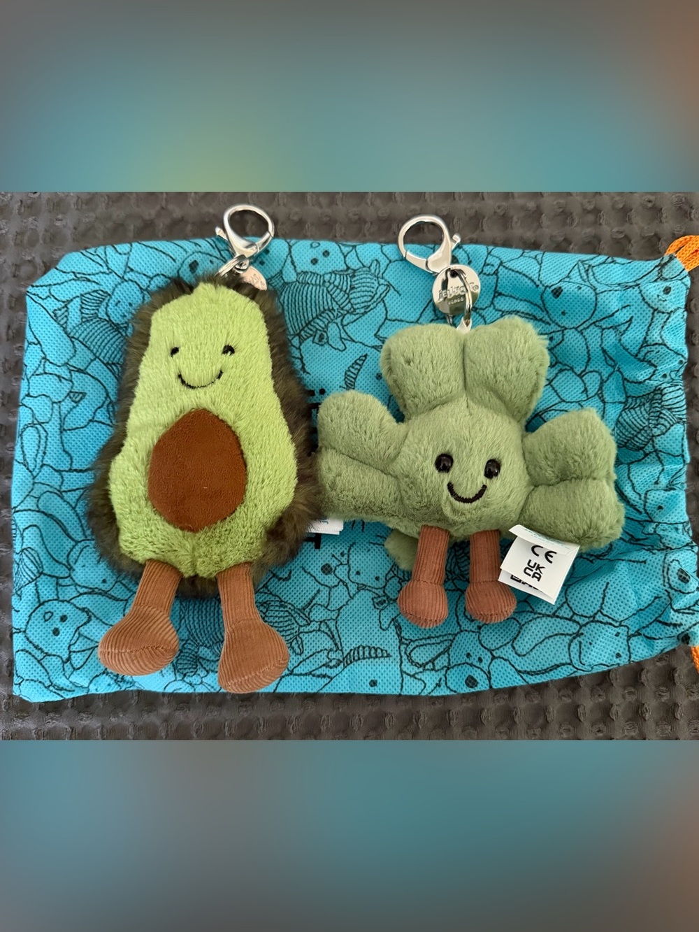 Jelly cat Avacado and Shamrock Bag Charms